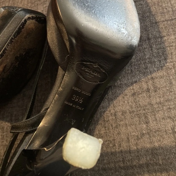 Chunky Prada Slinbacks Large Stone Embellishment black Lucite Ombré Heel - Picture 2 of 9